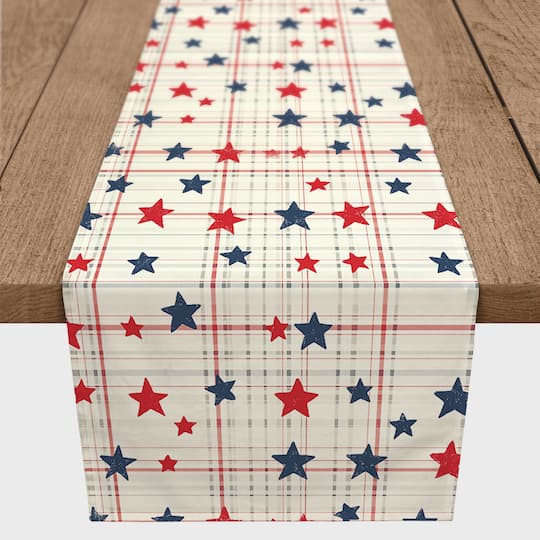 16" x 90" Plaid Star Pattern Cotton Twill Table Runner